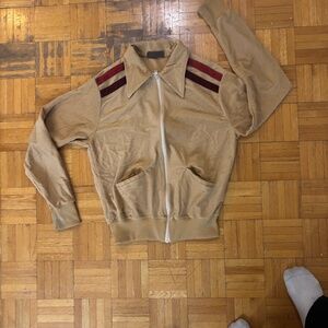 late 80s velvet cream zip up sweatshirt